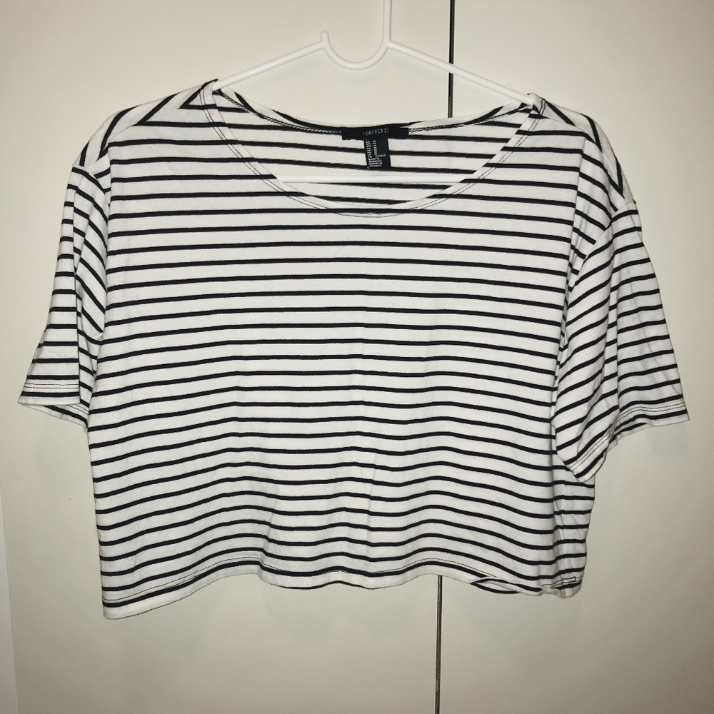 Cropped Striped Boxy Tee